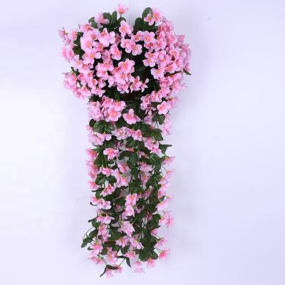 China Beautiful FV1001 Violet Artificial Flower Basket Flower Colorful Hanging Orchid Artificial Flower Simulation Wall Rigs Silk Vine Flowers for sale