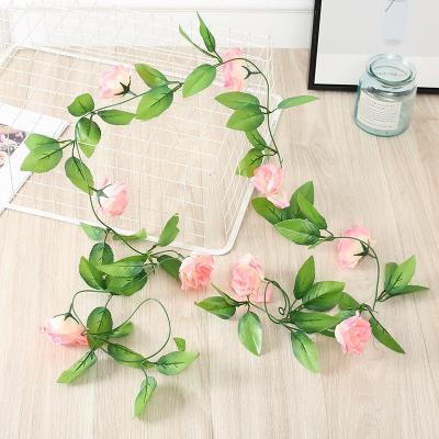 China Wholesale Decoration Garland Rose Vine For Garden Wedding Artificial Beautiful Colorful Artificial Flower Plant FV1002 for sale