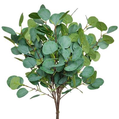 China PL1007 Natural Real Touch Artificial Eucalyptus Leaves Stems Silver Dollar Leaf Spray Faux Artificial Branches For Wedding And Home Decoration for sale