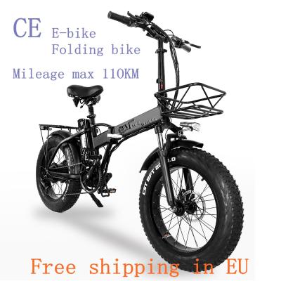 China Amazon Hot Fat Tire E-Bikes 750W Aluminum Alloy Best E-Bike Beach Off Road Foldable Electric Bicycle E-Bike Free Shipping Sale To EU 20*4, 0 for sale