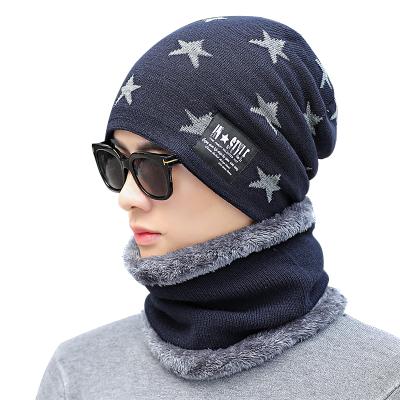 China JCC COMMON Winter Hats Two Pieces Universal Plus Sweater Hats Bibs Autumn And Winter Men&'S Fleece Men's Knitted Hats for sale