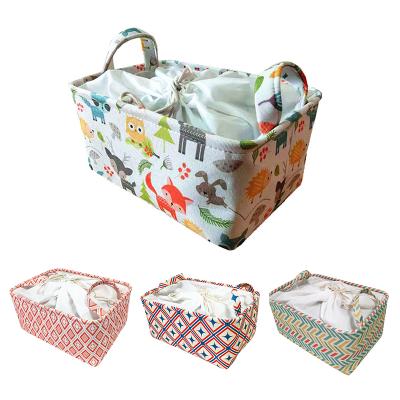 China Storage Boxes Wholesale Storage Boxes Wholesale Household Debris Canvas Cloth Opp Finish Foldable Desk Bag Viable Cube Basket Organizer Small Simple for sale