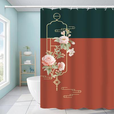 China Viable Chinese Style Customize Decorative 3D Digital Printing 12 Hooks Shower Curtain Waterproof Waterproof Curtain Partition Shower Curtain for sale