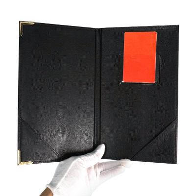 China High-Grade Custom Faux Leather Menu Covers Book Leather Effects Holder Restaurant A4 Clip Print Hotel Checkout Board for sale