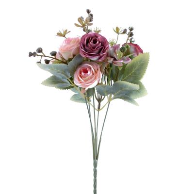 China 2023 hot sale Silk+Plastic artificial table valentine's day gift roof decoration bouquet flowers for chair back wedding for sale