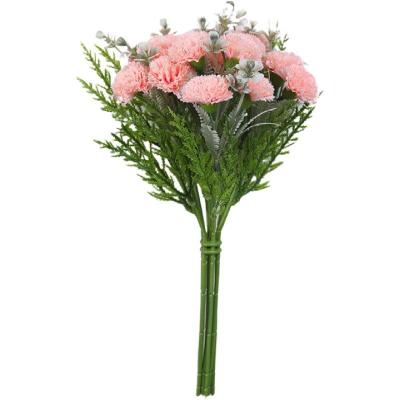 China Artificial Flower Silk Carnation Silk Carnation Flower Bouquet For Mothers Day Decoration for sale