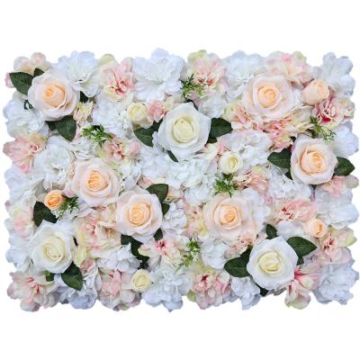 China Beautiful Popular Wedding Colorful Champagne Pink White Rose Flower Stage Flower Background Wall for sale