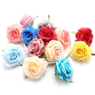 China Artificial Flower White Silk Rose Head Flowers Fake Rose Flower Heads DIY Wedding Home Wedding Decor Hot Romantic Silk Artificial Rose Large for sale