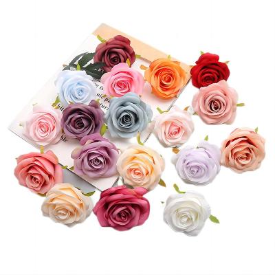 China Wholesale high quality colorful artificial flower beautiful artificial rose head delicate simulation rose flower for wedding decoration for sale