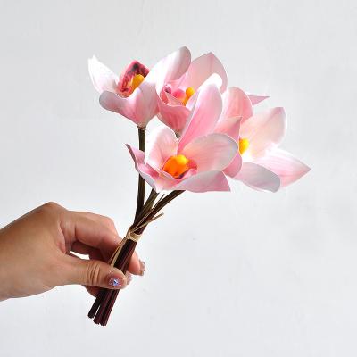 China Real Touch Orchids Artificial Latex Silk And Plastic Flower Artificial Real Orchid Package For Home Office Wedding Decor for sale