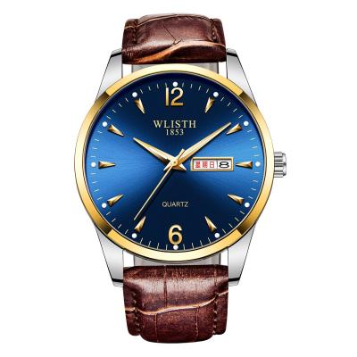 China New waterproof men's steel band fashion double calendar belt student quartz watch luminous waterproof men's and women's watch for sale