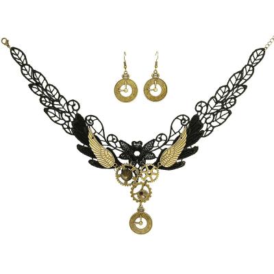 China BOHEMIA female retro clock earring of Europe 2022 and America lace necklace set time earring of chain jewelry foreign trade products for sale