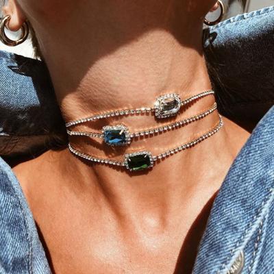 China Fashionable simple chain light new collarbone temperament personality necklace accessories niche rhinestone luxury scarf for sale