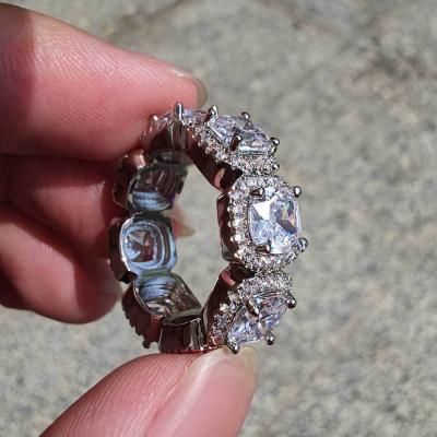 China European And American Hot Punk Four Cavity Claw Rock Candy Ring Micro-inlaid Zircon Trend Personality Hip Hop Ring for sale