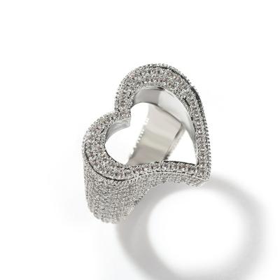 China Fashion punk light luxury European hippie exaggerated hollow heart Ring Simple Personality Versatile for sale