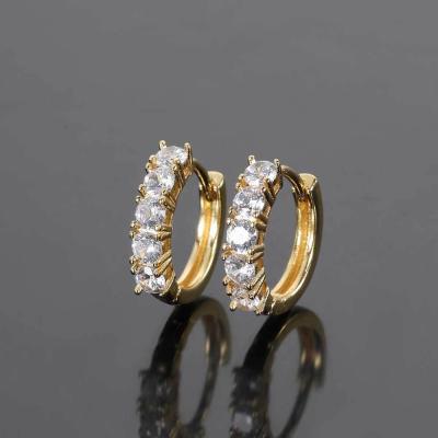 China European and American Hip Hop Hip Hop Jewelry Ear Stud Around Full Zircon Rose Gold For Both Men and Women's Punk High-end Fashion White Copper Sil for sale