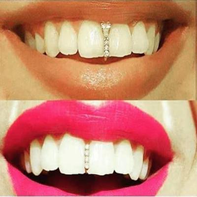 China Hiphop Hip Hops Diamond Teeth Grills New Arrival Large Vertical Single Tooth Gold Plated Zircon Inlaid Teeth Grillz for sale