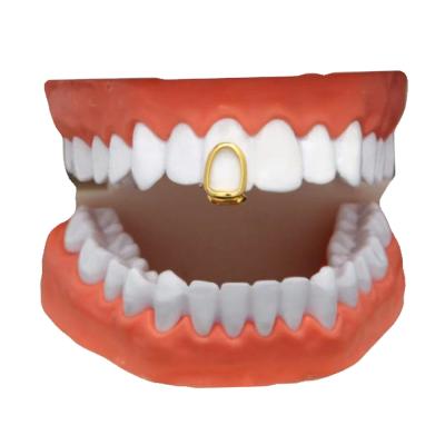 China High Quality Hiphop Hip Hop Jewelry Cut Out Cheap Single Teeth Grillz Fang Grillz Hollow Five Star Gold Teeth for sale