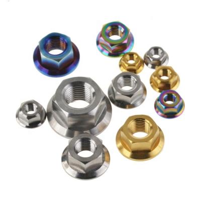 China Custom Titanium Or Titanium Alloy Flange Nuts Screw Bolts For Motorcycle Bicycle Bike for sale