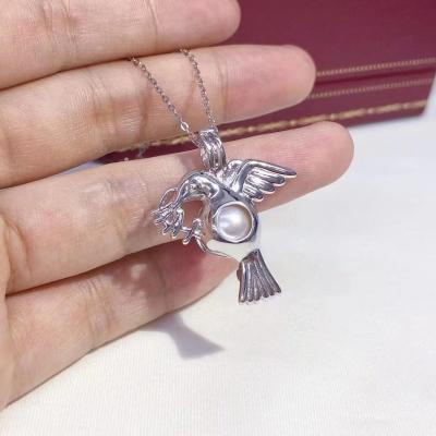 China P972 7-8mm DIY CLASSIC Natural Freshwater Pearl Charm Pendant Necklace Accessory 925 Sterling Silver Jewelry For Women Without Chain for sale