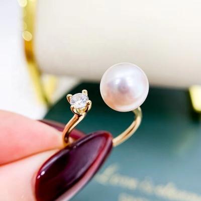 China R777 9-10mm 9-10mm CLASSIC Natural Freshwater Pearl Ring Accessory 925 Sterling Silver Engagement Jewelry Adjustable Size Ring For Women for sale