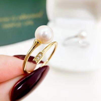 China R776 9-10mm 9-10mm CLASSIC Natural Freshwater Pearl Ring Accessory 925 Sterling Silver Engagement Jewelry Adjustable Size Ring For Women for sale