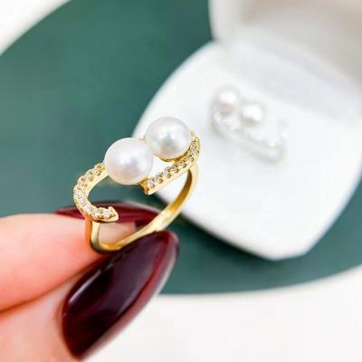 China R774 6-7mm CLASSIC Natural Freshwater Pearl Ring Accessory 925 Sterling Silver Engagement Jewelry Adjustable Size Ring For Women for sale