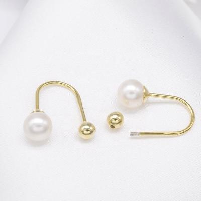 China E419 6-7mm DIY Pearl Charm Earrings Holder FASHIONABLE Natural Freshwater Accessory 925 Sterling Silver Gold Plated Jewelry For Women for sale