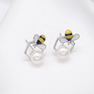 China FASHIONABLE E420 6-7mm DIY Pearl Charm Earrings Holder Natural Freshwater Accessory 925 Sterling Silver Gold Plated Jewelry For Women for sale