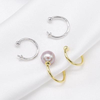 China E421 6-7mm DIY Pearl Charm Earrings Holder FASHIONABLE Natural Freshwater Accessory 925 Sterling Silver Gold Plated Jewelry For Women for sale