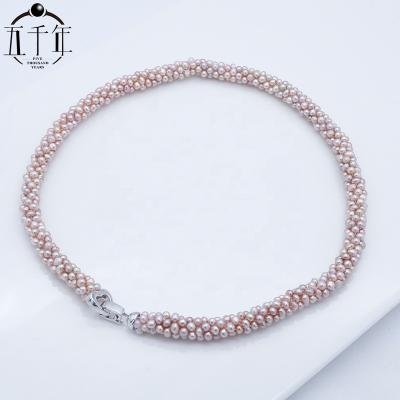 China Natural Cultivated Genuine Freshwater Snake Pearl Necklace Strand Handmade Wholesale Pearl Necklace for sale