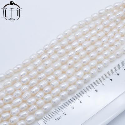 China Fashionable Rice Grade B Shape Natural Cultured Freshwater Pearl Necklace 6.5-7.5mm Strand 16inches DIY Jewelry for sale