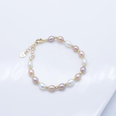 China 003B ​​6-7mm Genuine Pearl Bracelet FASHIONABLE Freshwater Adjustable Jewelry High Quality Real Gold Plated Pearl Bracelets Women Gift for sale