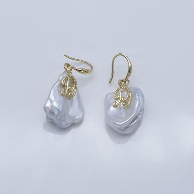 China FASHIONABLE baroque freshwater pearl earrings 006E drop circle jewelry real genuine keshi pearl gold plated women pearl earrings for sale