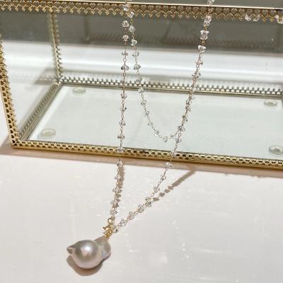 China 003N 14-24mm Edison Pearl Fashionable Freshwater Pearl Jewelry NECKLACE Genuine Genuine Gold Plated Pearl Chain Women Gift for sale