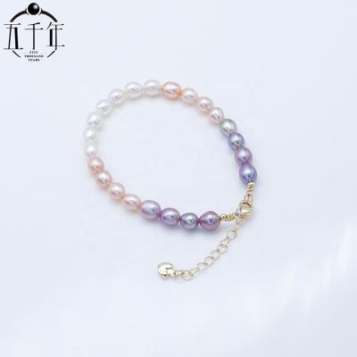 China 001B 5-6mm Genuine Pearl Bracelet FASHIONABLE Freshwater Adjustable Jewelry High Quality Real Gold Plated Pearl Bracelets Women Gift for sale