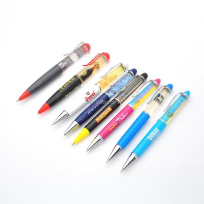 China Promotional Pen PVC Logo Ballpoint Pen With Glitter for sale