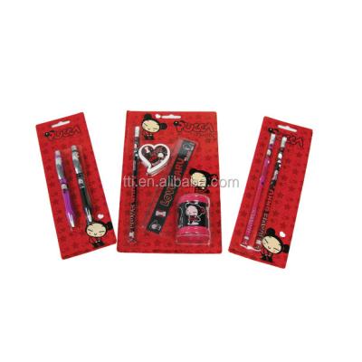 China Plastic or Metal Back to School Stationery Set Kids Children Items Blister Card Pack OEM SA8000 Sedex Disney Factory Audit Peak EN71 Logo for sale