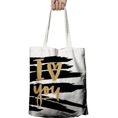 China Custom Logo OBM Fashion Large Cotton Canvas Handled Reusable Blank Soft Shopping Bag for sale