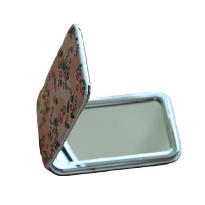 China Customized Customized Unique Folding Single Side Mirror Metal Pocket Mirror PU Makeup Mirror for sale