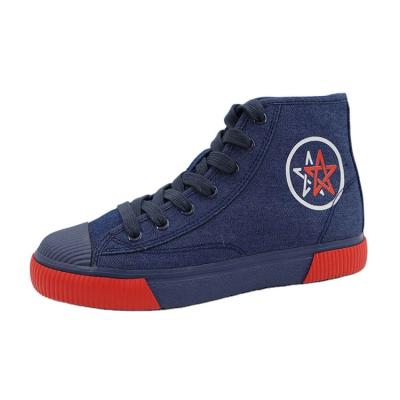 China Fashion Trend Customized Women's High Top Cotton Denim Material With Star Printed Casual Sneakers Vulcanized Sports Shoes for sale