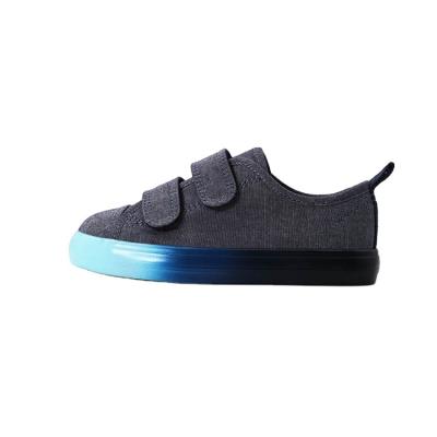 China Flat Children's Indigo Cambric With Gradient Blue Smearing And Rubber Outsole Walking Style Casual Sneakers Other Fashionable Sports Shoes for sale