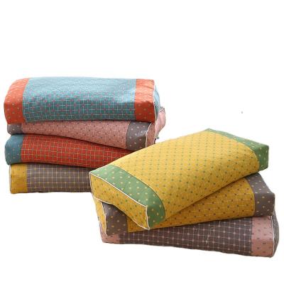 China Nondisposable Cotton Plaid Embroidered Buckwheat Pillow With Color Contrast Soft Household Comfortable And Detachable Single Coat Pillow for sale