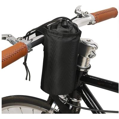 China Bike Handlebar Bag Bike Water Bottle Bag Customized Outdoor Activity Polyester Black Bike Handlebar Bag Bike Water Bottle Recycling Bag for sale