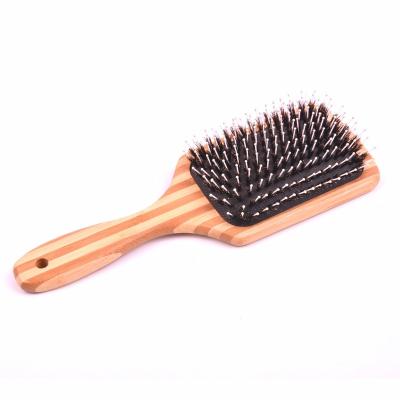 China Home Natural Bamboo Scalp Massage Boar Bristle Detangling Paddle Wooden Hair Comb Brush for sale