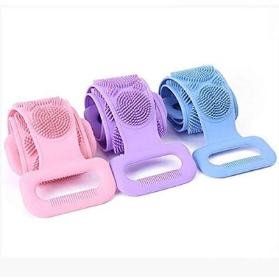 China EXFOLIATE 2021 Hot Selling Custom Silicone Silicone Towel Double Sided Bath Brush Long Shower Body Brush for sale