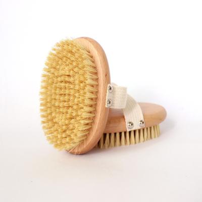 China Factory Wholesale 100% Sisal Bristle Clean Natural Wood Handle Shower Dry Body Bath Brush for sale