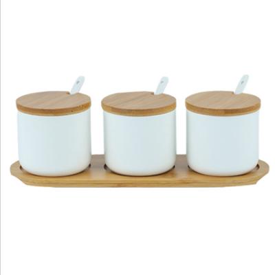 China Sustainable Ceramic Spice Jar Holder Set for sale