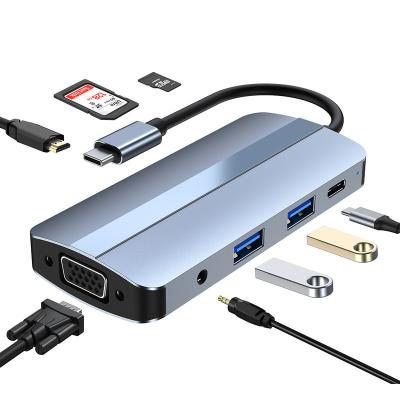 China Hot Selling New Aluminum Alloy Good Quality Power Bank Docking Station Laptop Style Usb Hub 8 in 1 Powered for sale