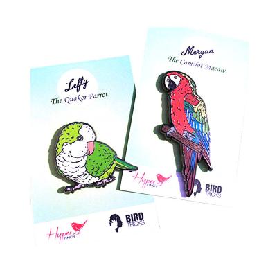 China Wholesale Custom Printed Enamel Birds Metal Lapel Pin Badges From China for sale